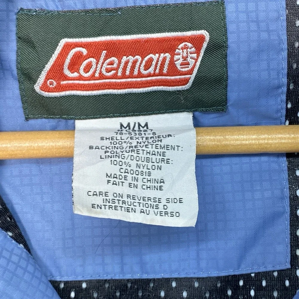Coleman Blue‎ Hydra Tech Packable Jacket Unisex Sz M Hooded Zip-Up Distressed
